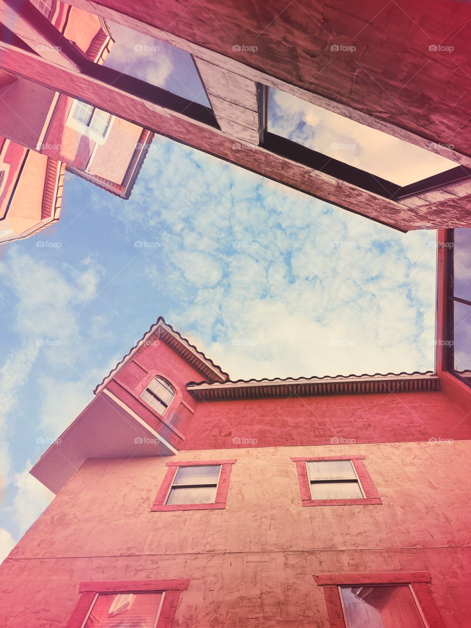 Victorian European style red building on a sunny day