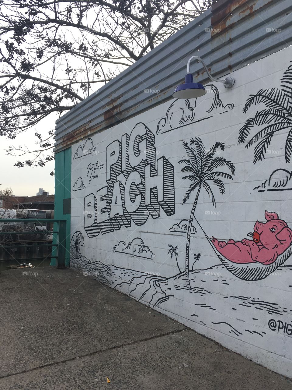 Pig Beach Mural in Gowanus, Brooklyn