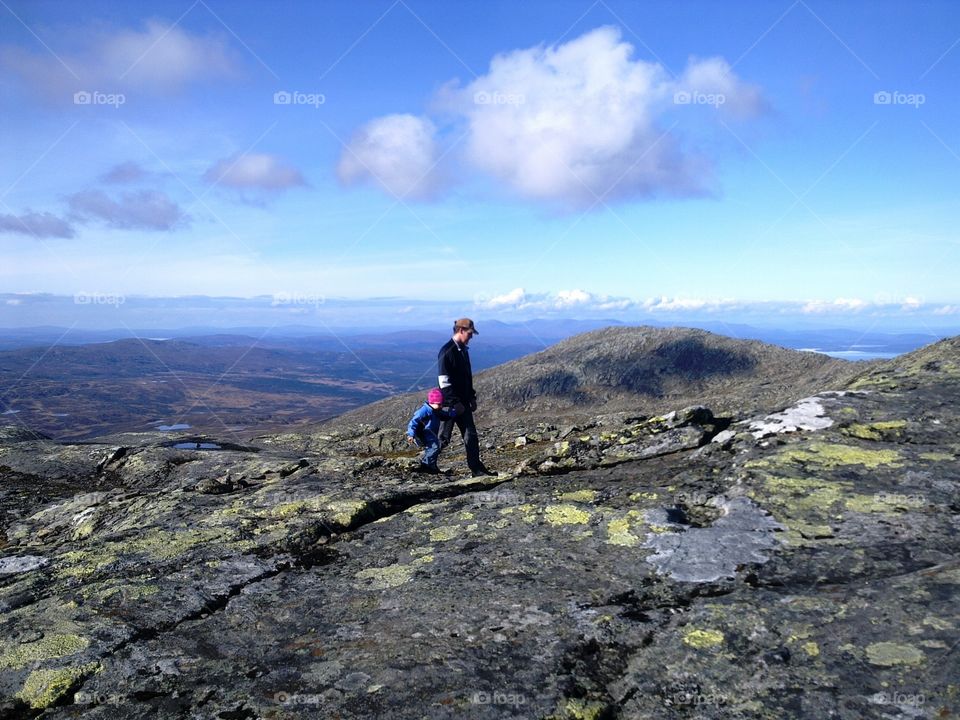 Beautiful hiking with family on "Åreskutan" in Sweden.