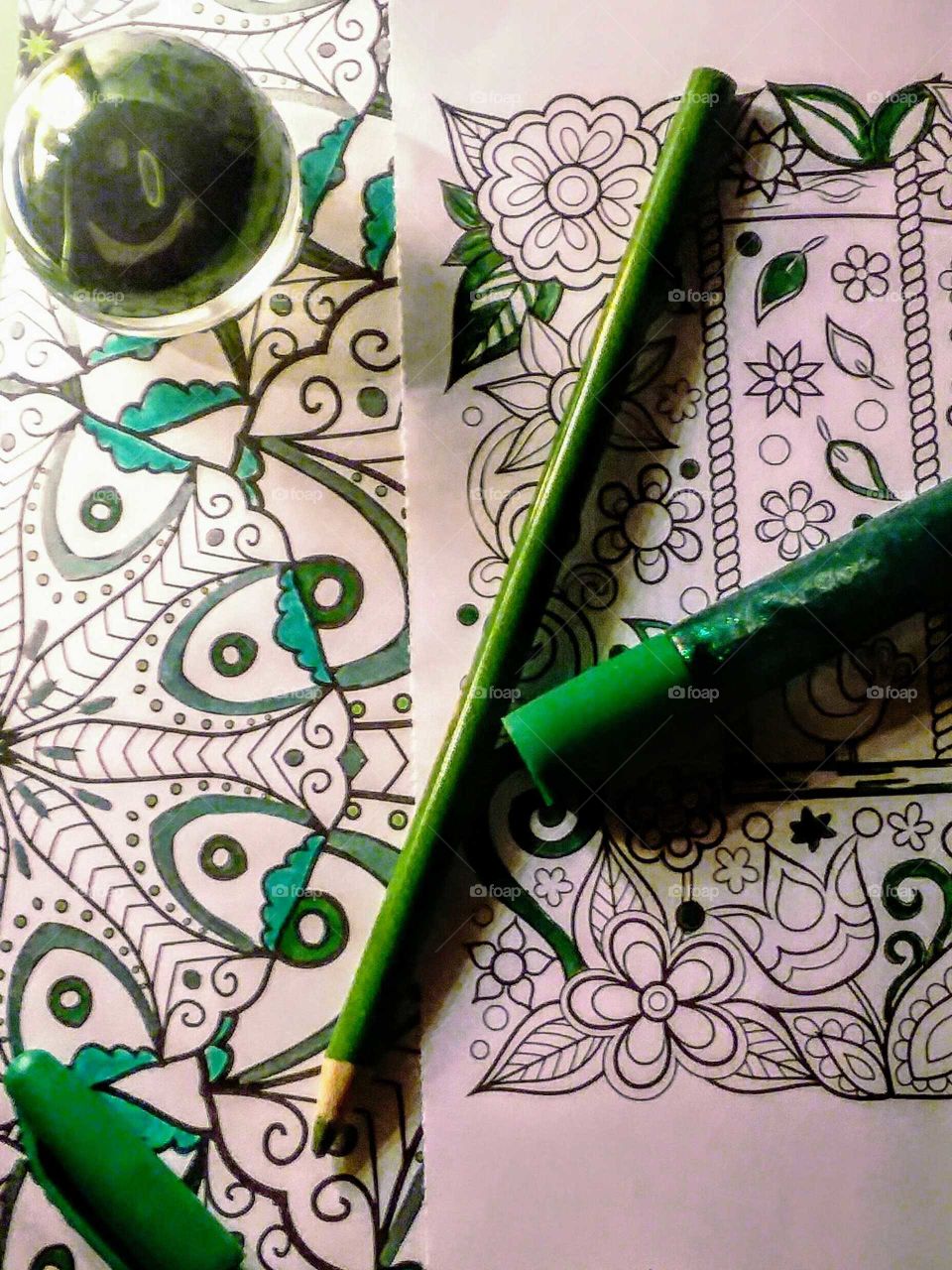 Closeup of Coloring with Green