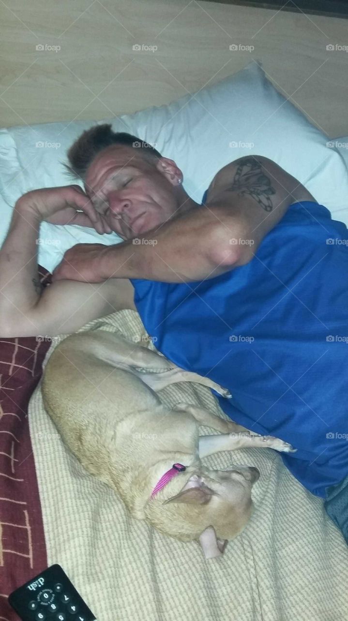 My boyfriend and my dog's nap time together.