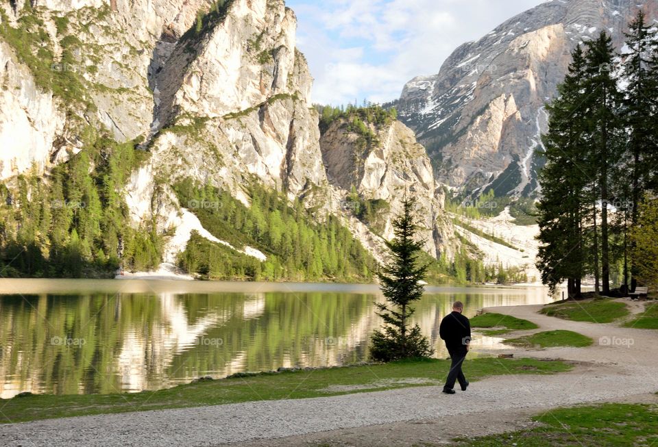 walking on the shore of the lake