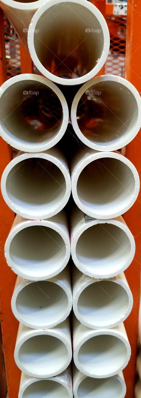 Plastic pipes in section