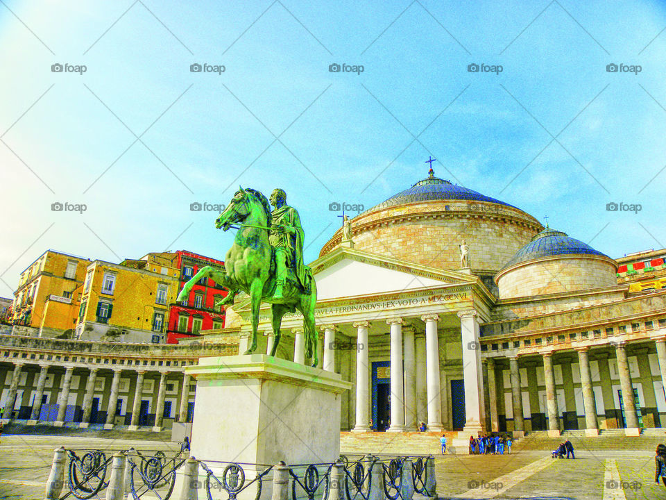 Naples, Piazza Plebiscito, Ferdinando I statue