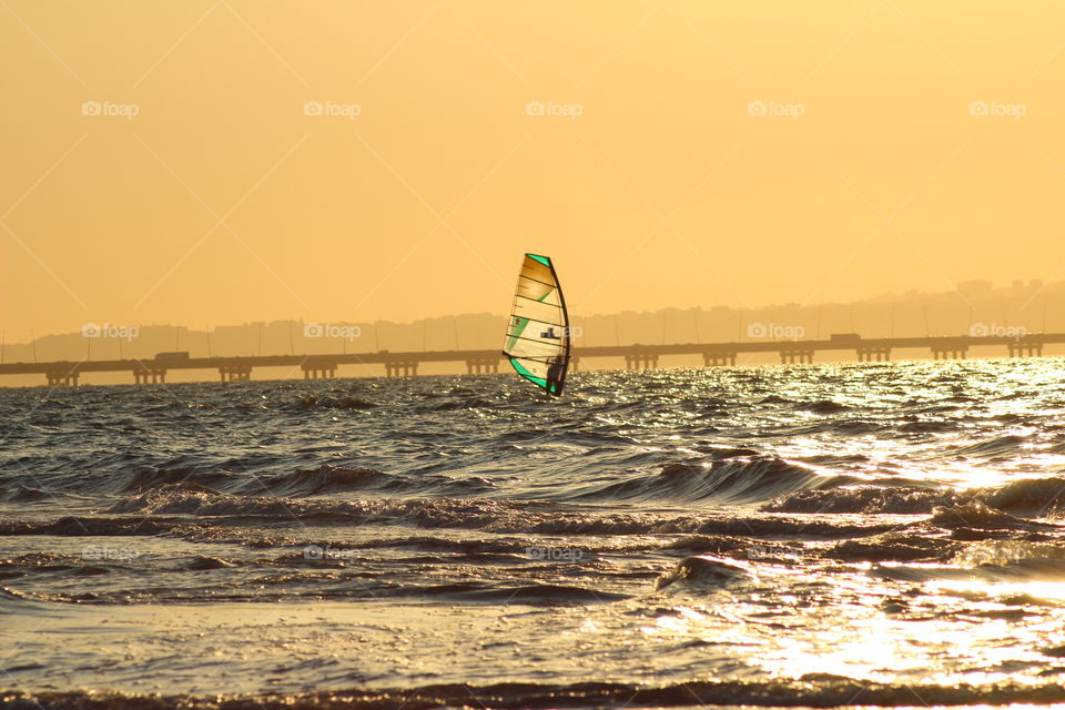 Water sports windsurf sunset 