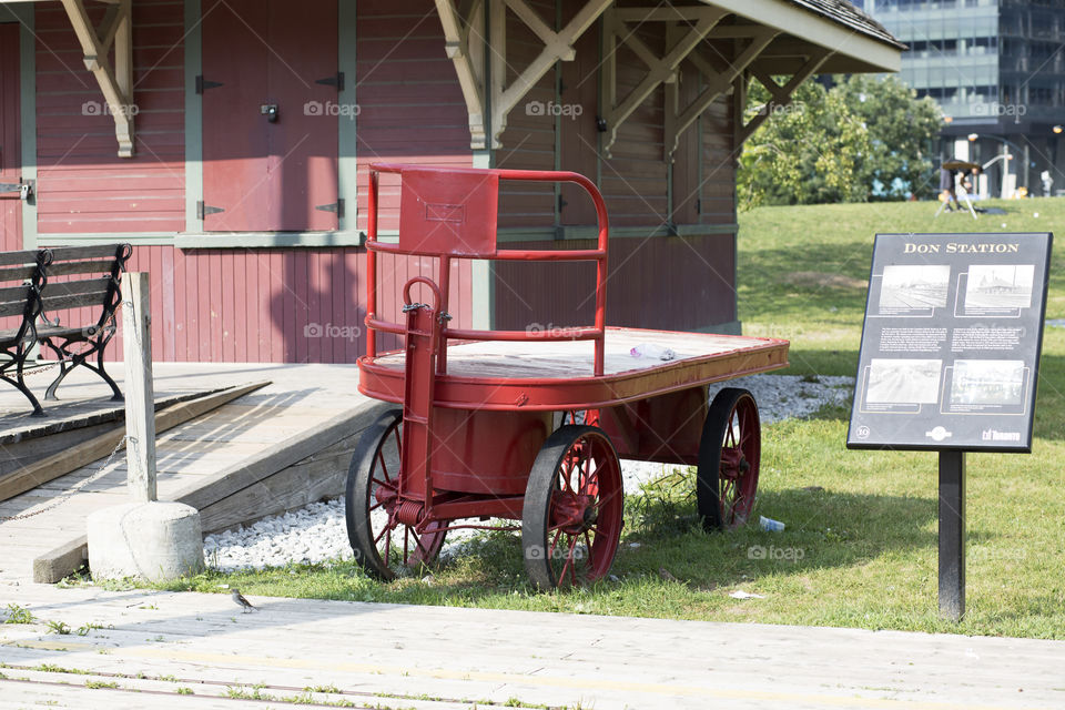 Red small wagon in Toronto Canada at the transportation museum 