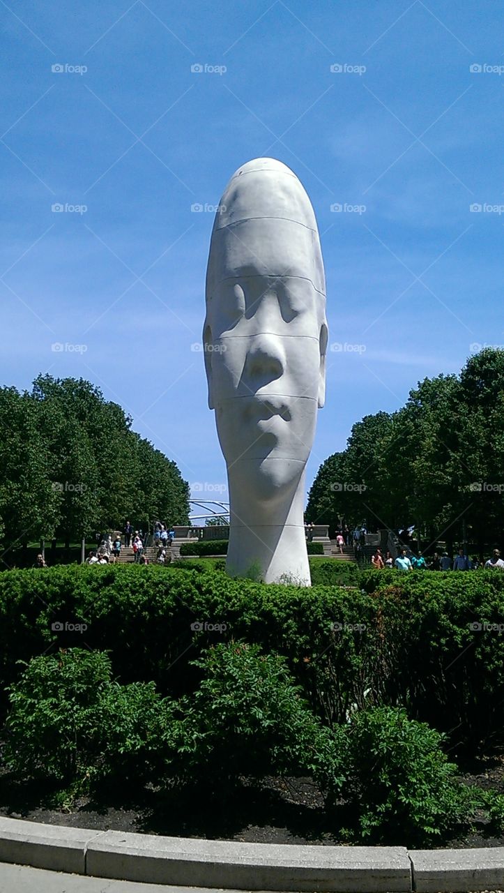 huge head. Millennium Park Chicago