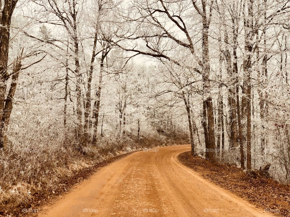 Snowy roads in Arkansas 