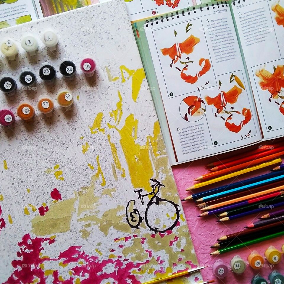 My painting with paints in progress.