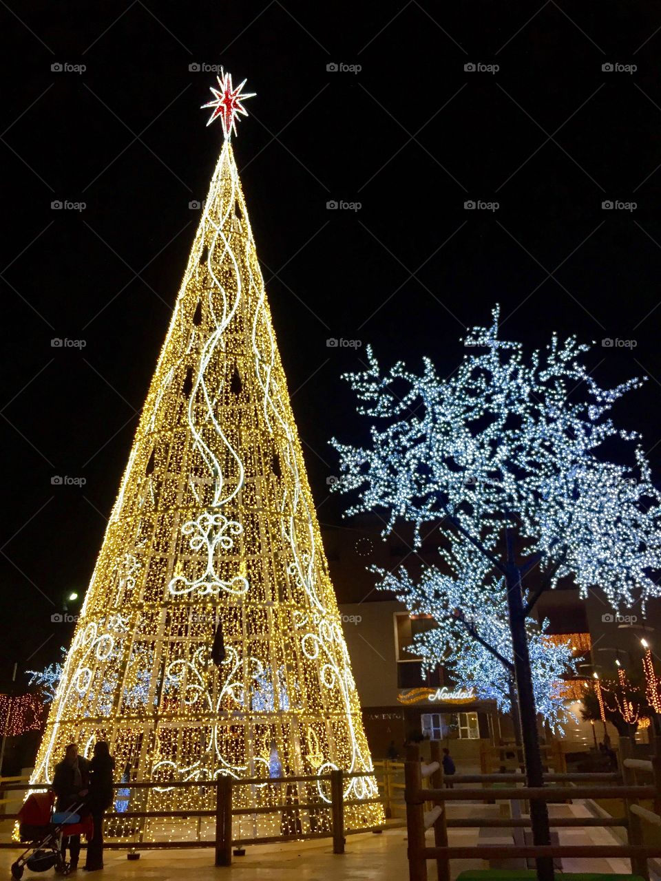Illuminated Christmas decorations in Fuengirola, Spain.