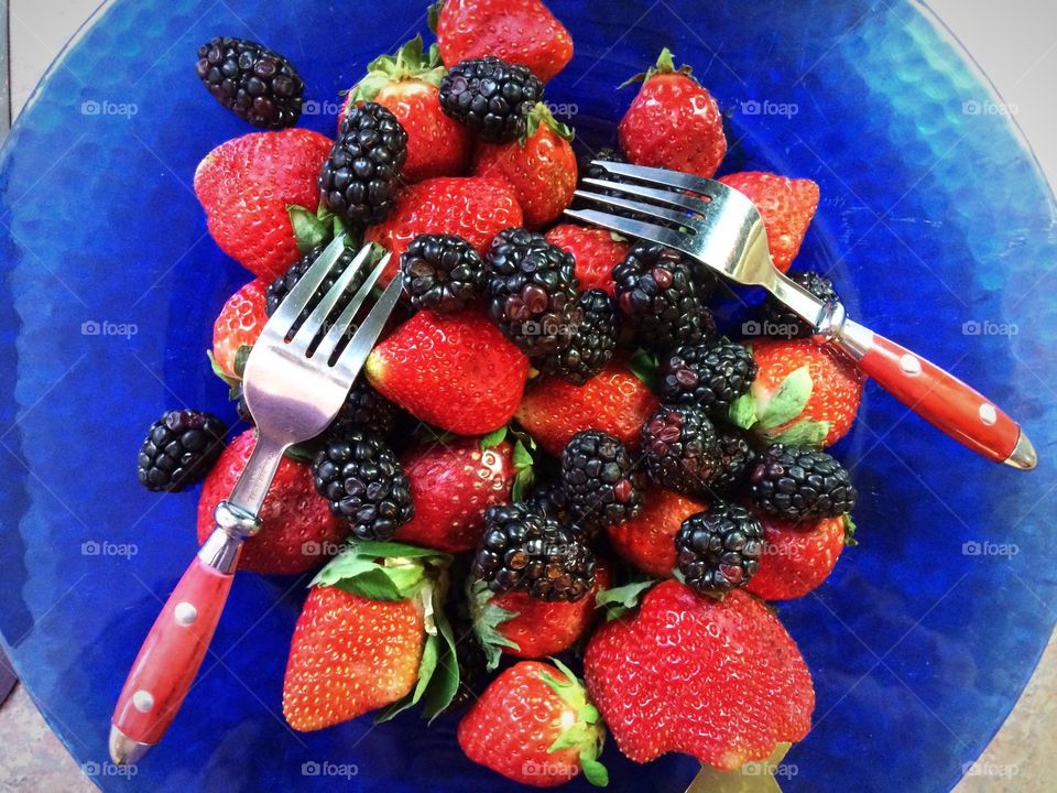 Colourful berries servings 
