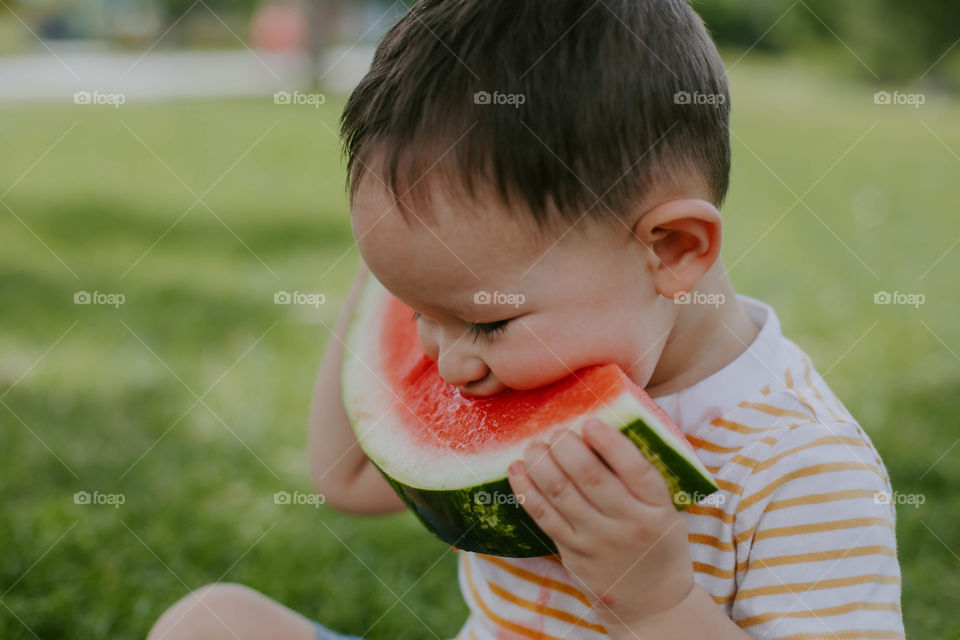 Eating a yummy watermelon 