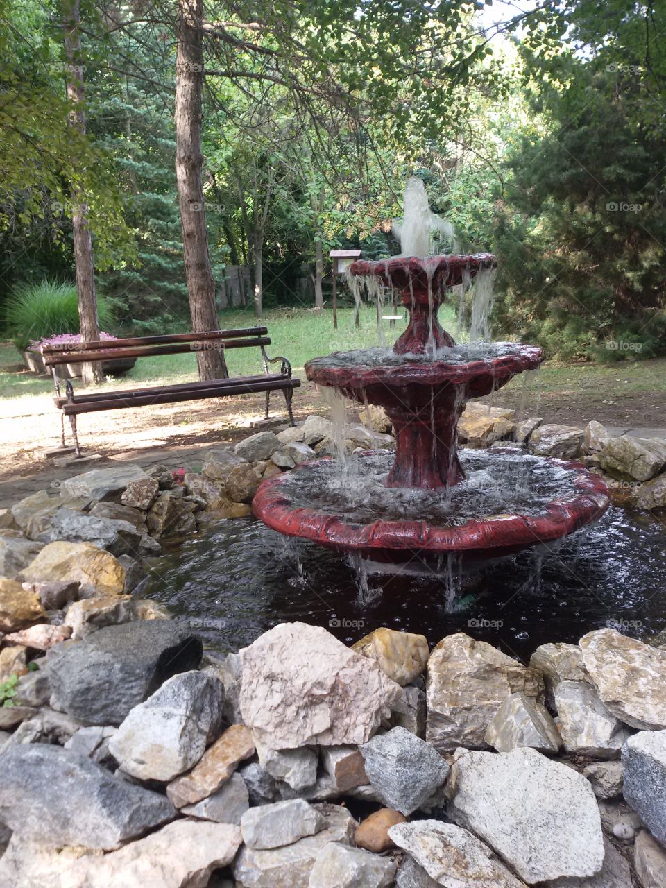 Big water fountain in the park