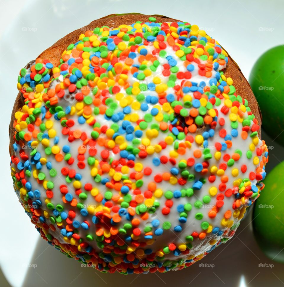 sweets cake with colorful sugar candy