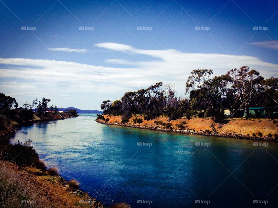 Blue water. River at Dunalley, Tasmania