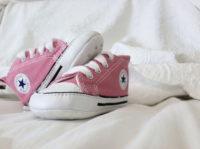 pink baby shoes converse by creative_bacon