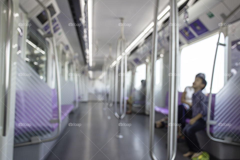 Blurry image of a passenger Subway train