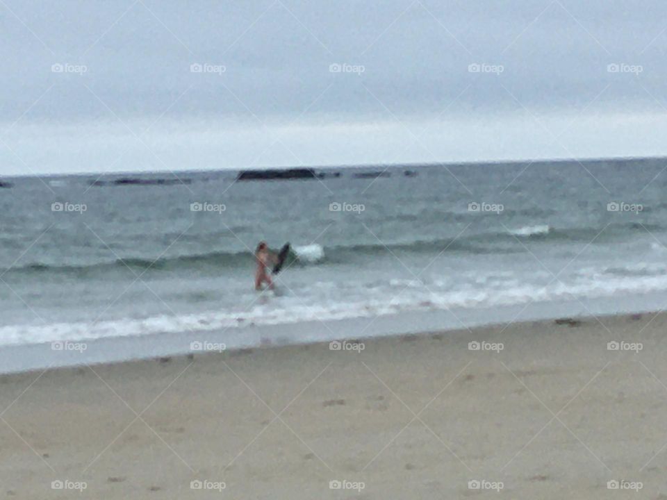Coast waves on Wells Beach, ME 