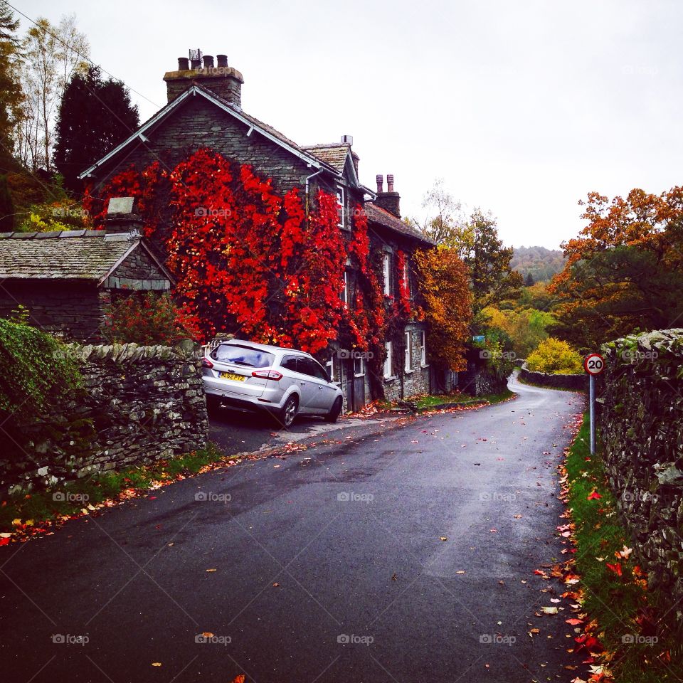 Chapel stiles village. Bright but rainy day in great langdale, Lake District, England 