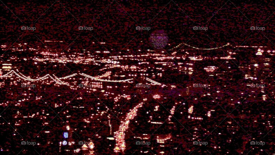 View of New York City streets at night 