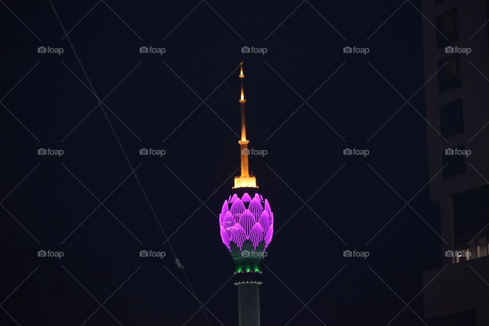 sri Lanka lotus tower light work  night view( purple)