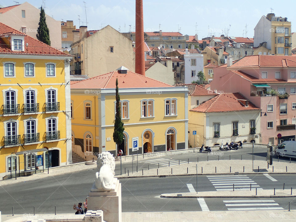 Lovely colored buildings in Lisbon