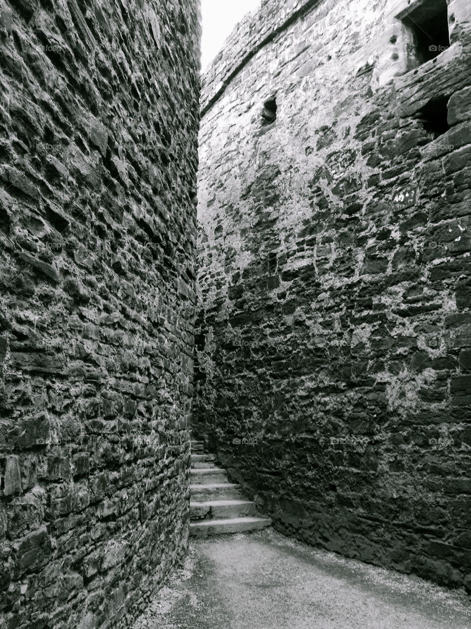 Tall Stone Castle Walls and some steps too