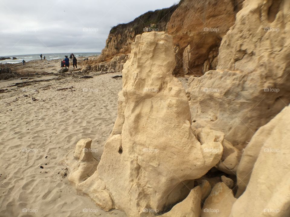 Beach geological formations. Intriguing geological formation caused by erosion