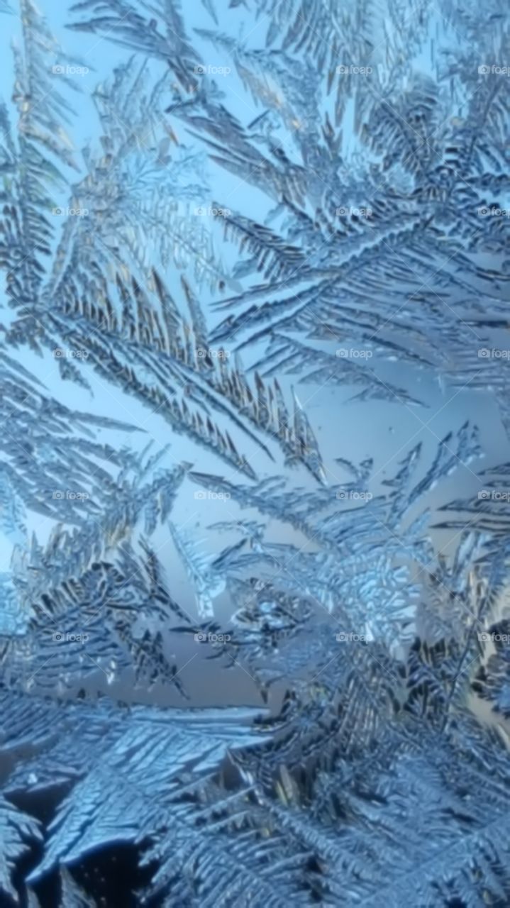 Frost captured on glass creates a cut glass crystal effect. Nature is an artist.