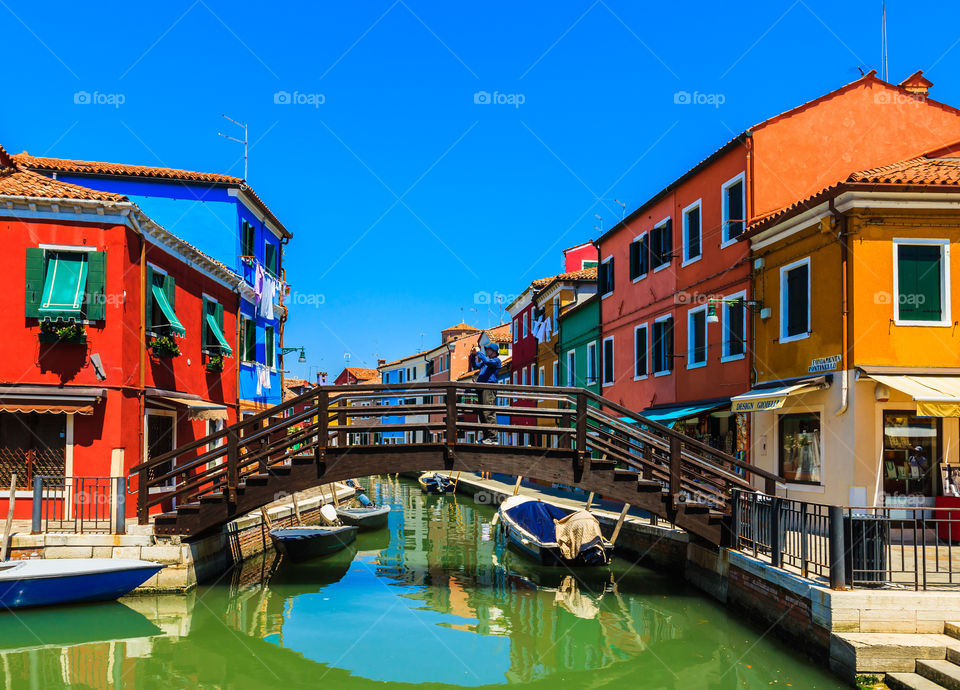 Burano island, Venice, Italy. Beautiful cityscape of Burano, Venice, Italy
