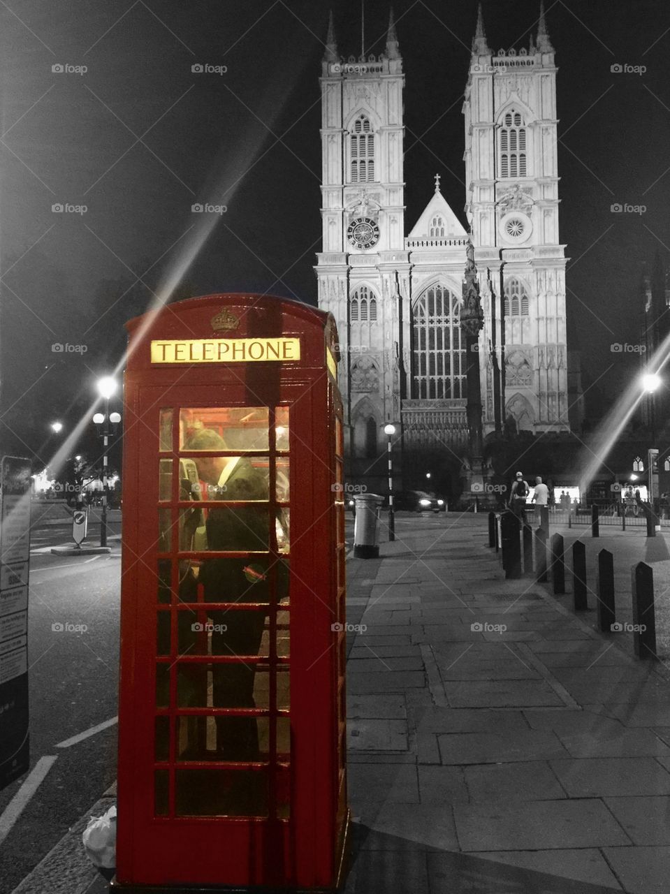 Man in the telephone booth 