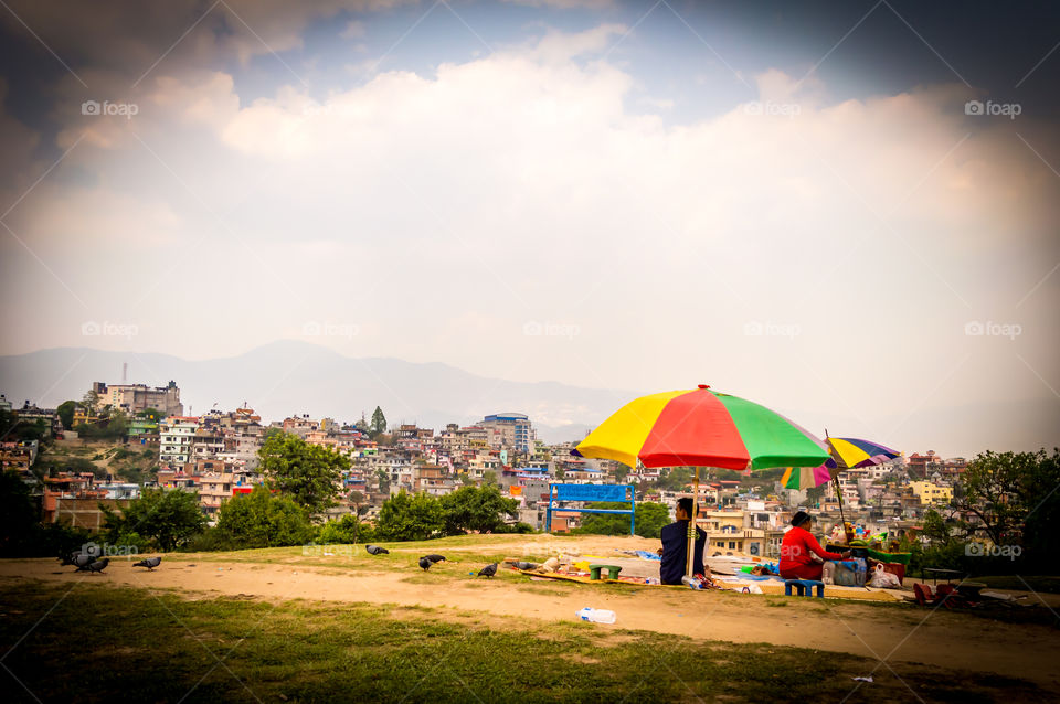 Photograph of Temples of Kathmandu at dusk dawn daytime snap in landscape style. Travel, Vacation, freedom, Holiday Concept. Useful for background screen saver e-cards website. Subject is adventure inspiration exhilarating hopeful bright calm gentle