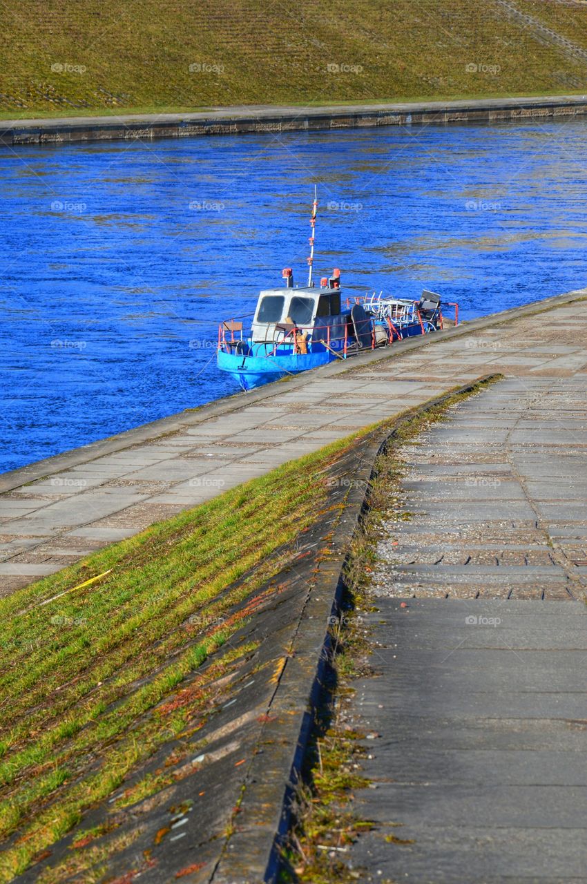 Blue small ship