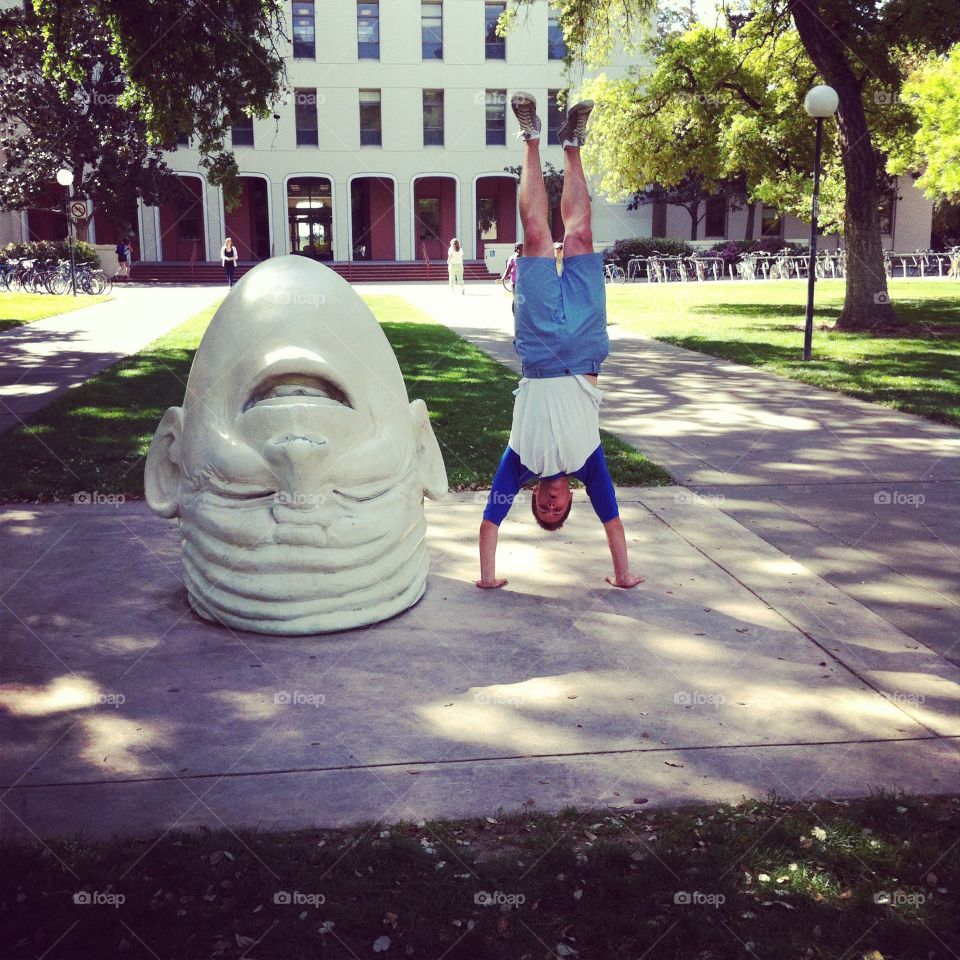 Egghead Handstand. Eggheads at UC Davis