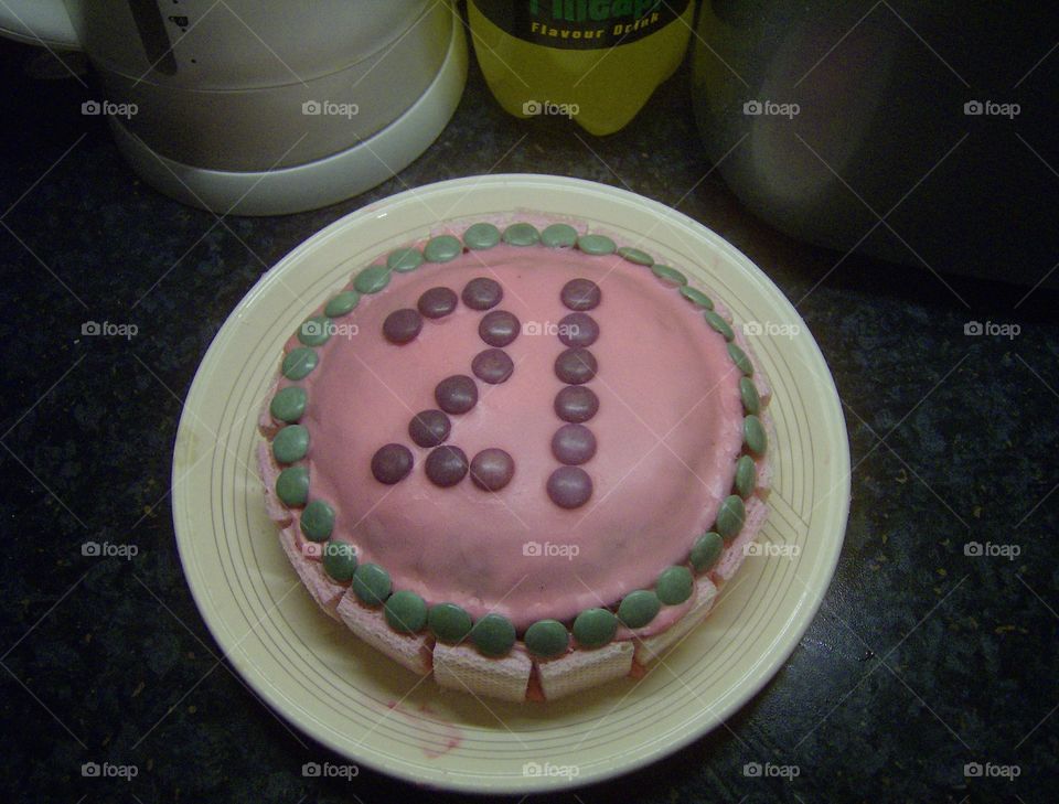 Gluten Free Homemade Hand Decorated 21st Birthday Cake Pink And Green
