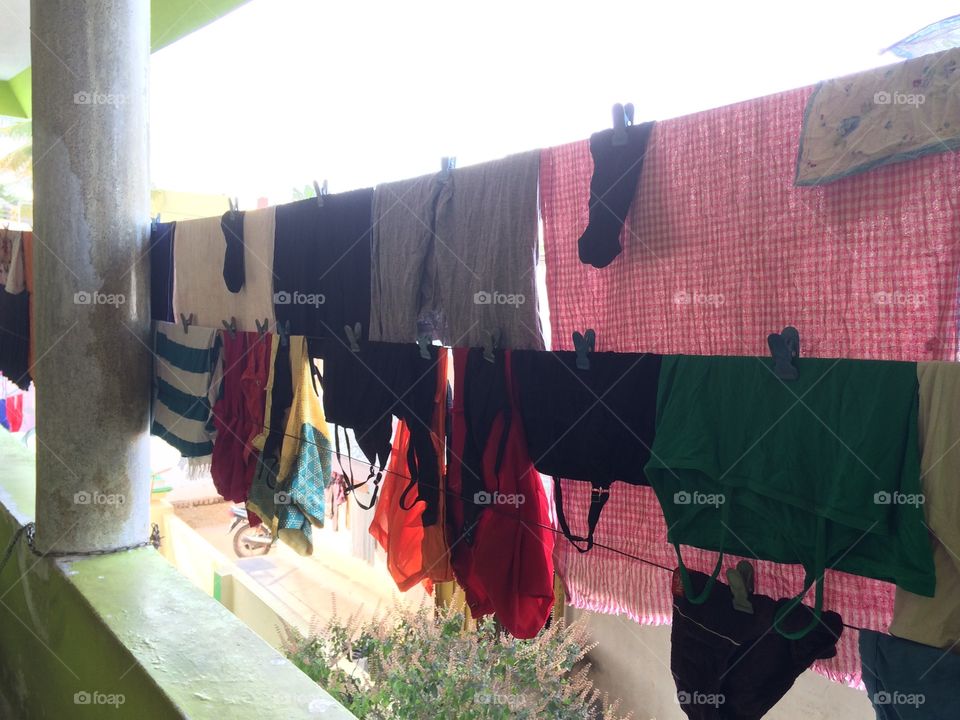 drying laundry 