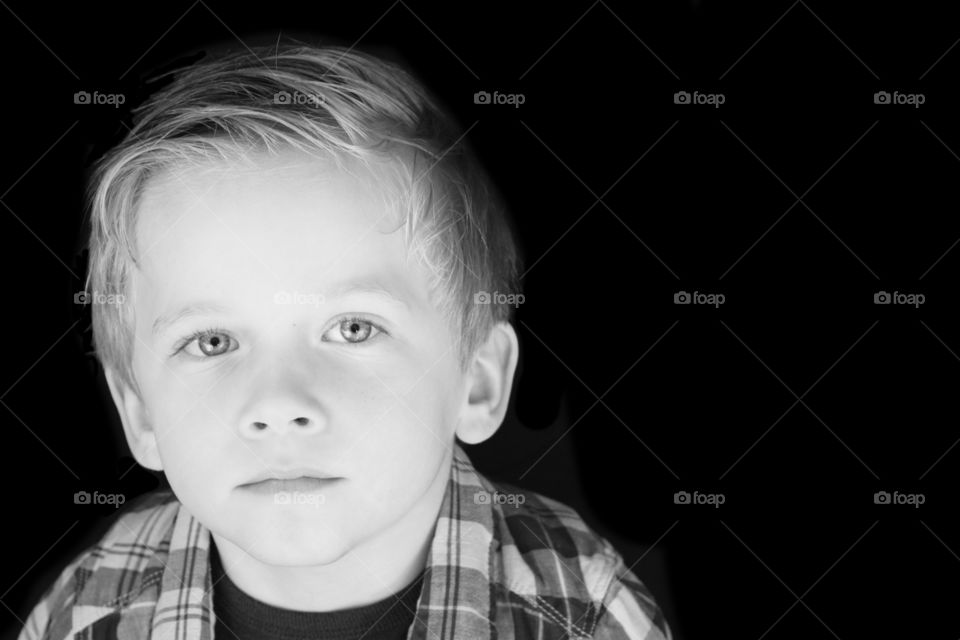 Black and white portrait in studio