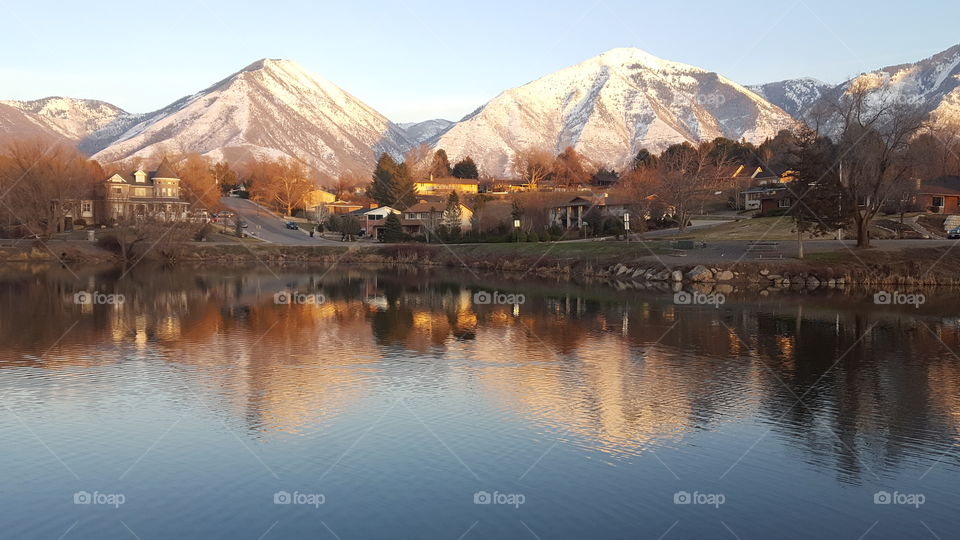 mountains with reflection
