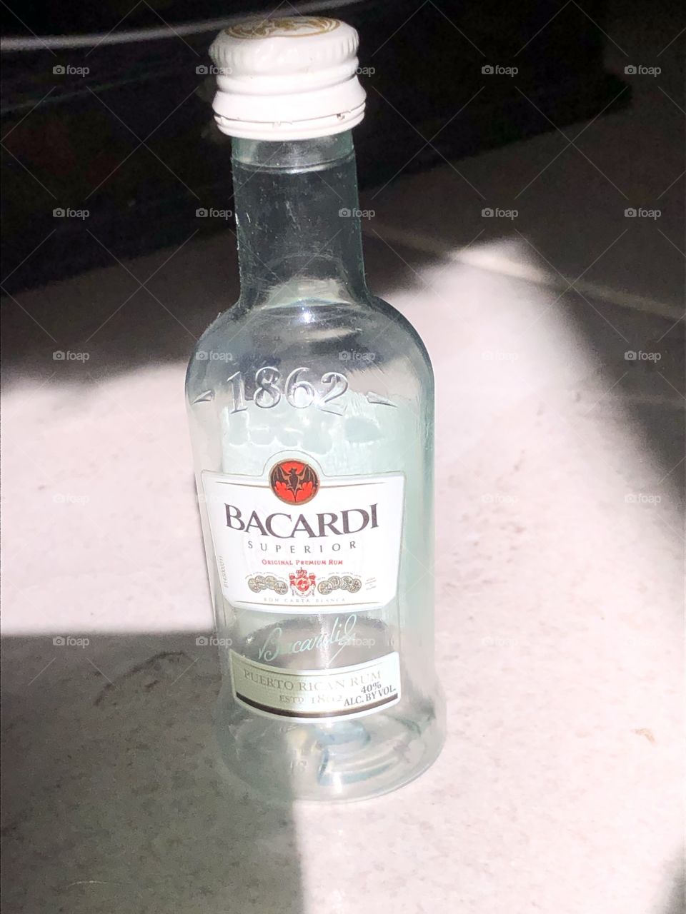 Bacardi bottle in the sun