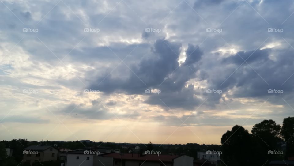 Cloudy afternoon sky in Radlin, Poland