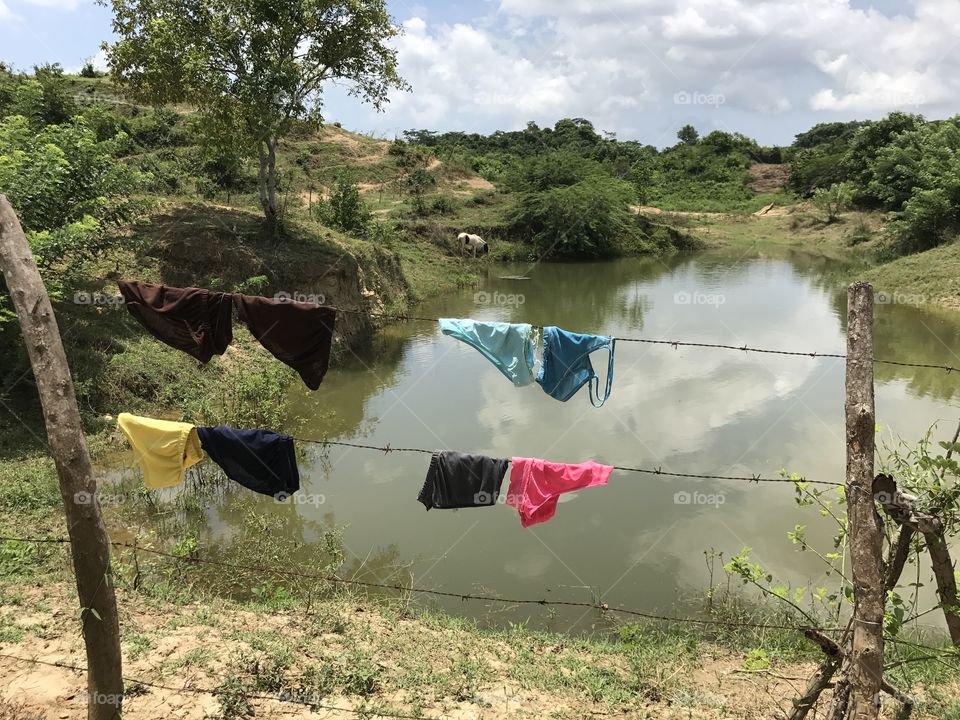 Clothesline on a farm in Colombia