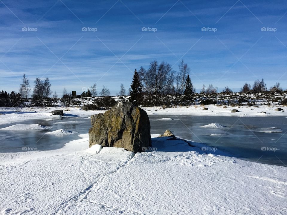 Coast of Finland near Korsholm at winter.