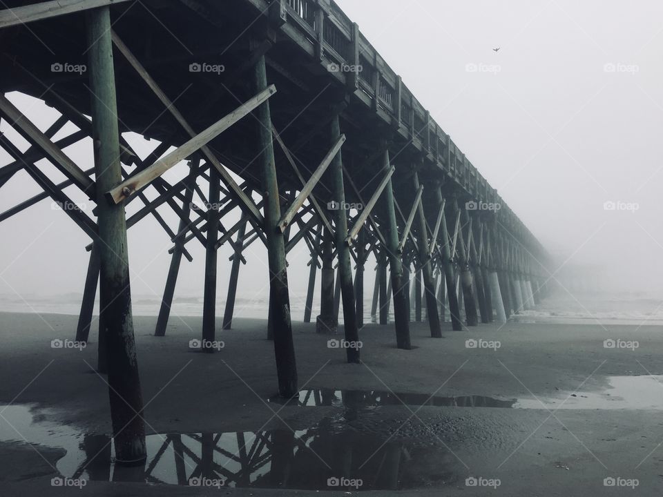 Boardwalk on a foggy afternoon. 