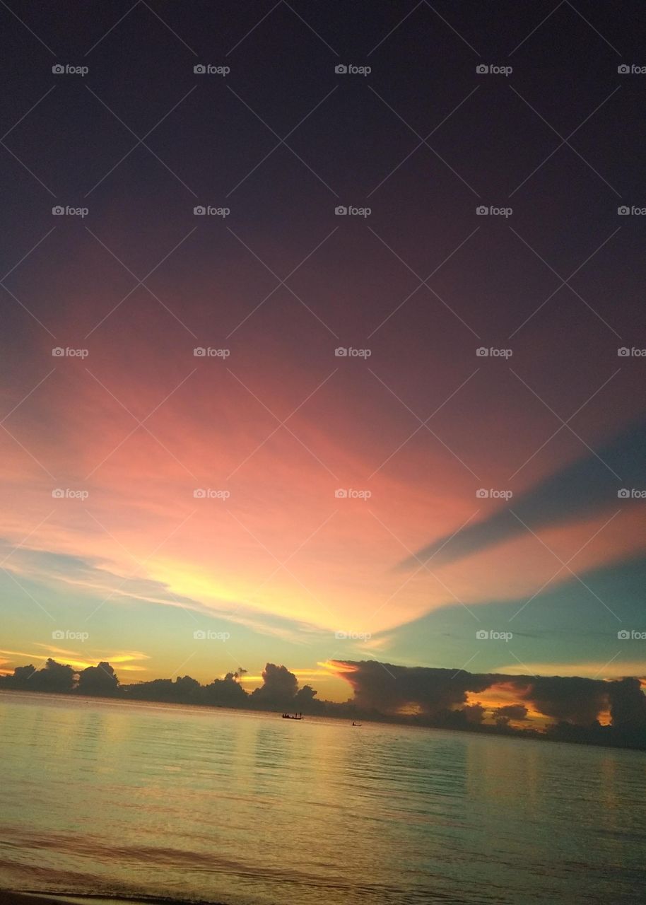 Pink sky in the sunset,