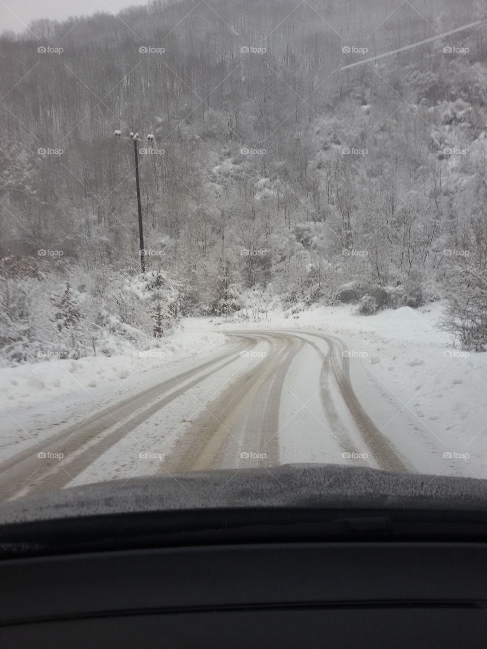 winter road full of snow