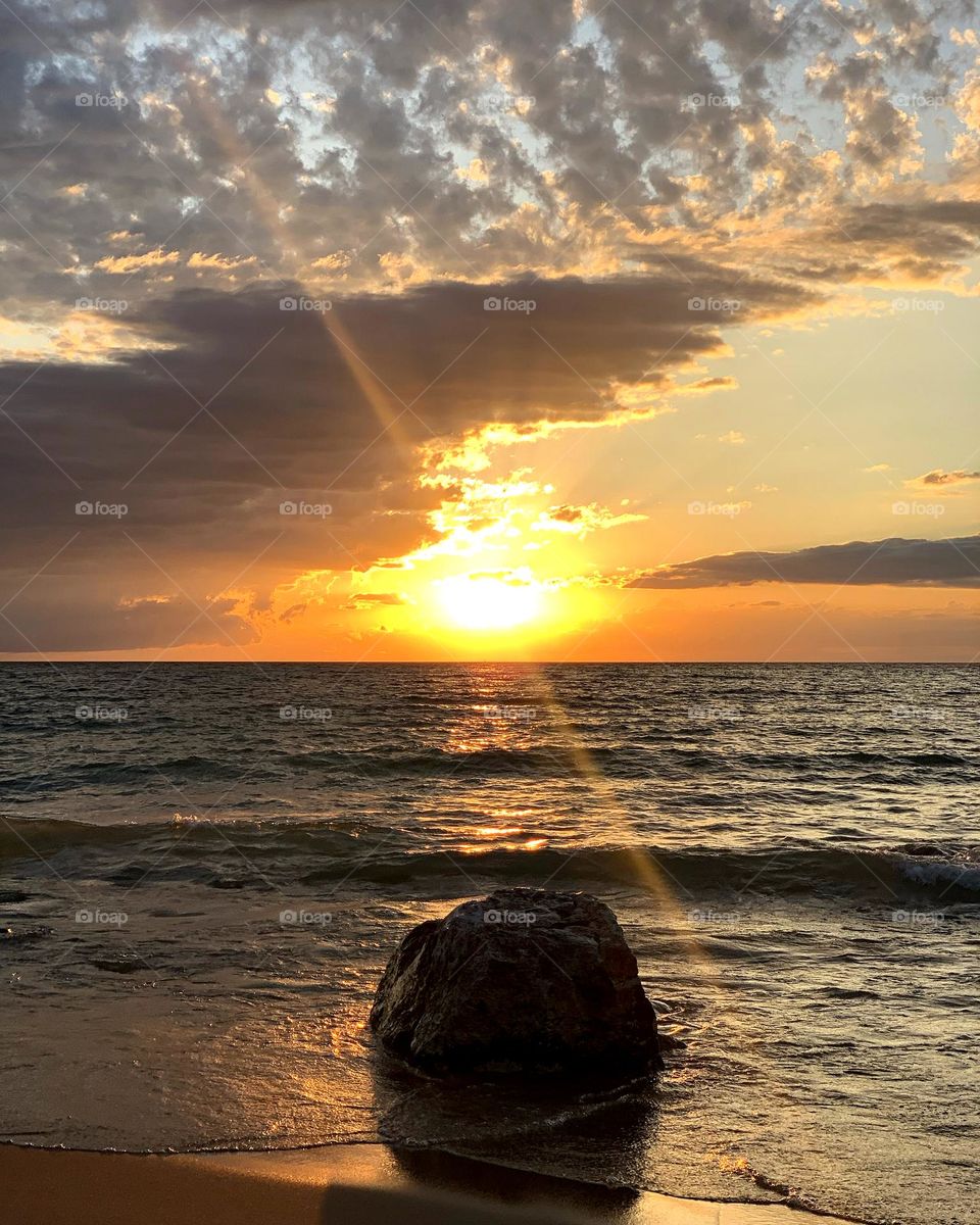 Beautiful Sunset, Michigan Lake