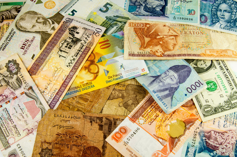 Papers money from different countries