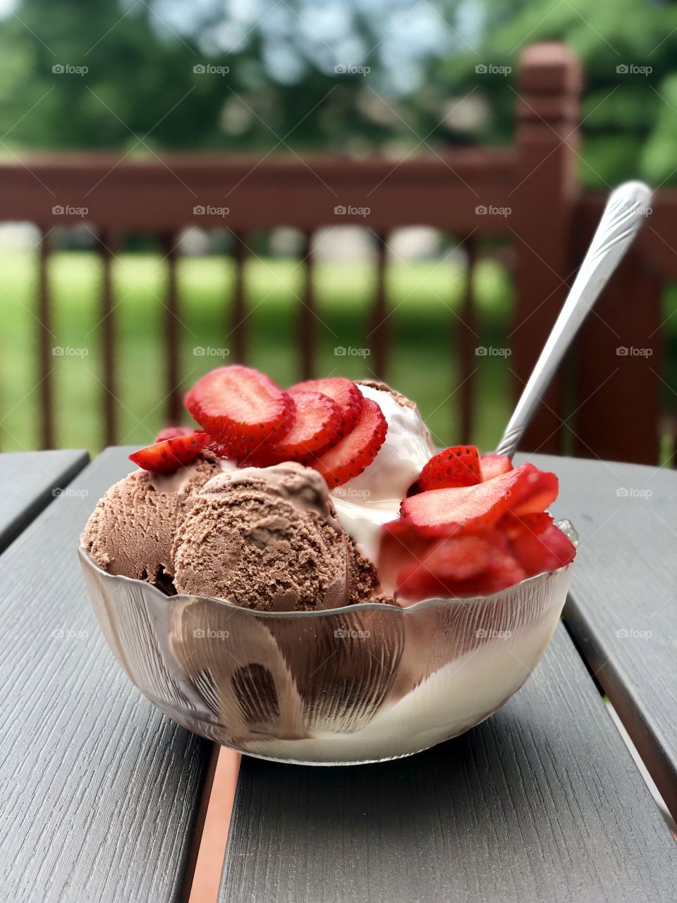 Strawberry Marshmallow Chocolate Ice Cream Sundae 