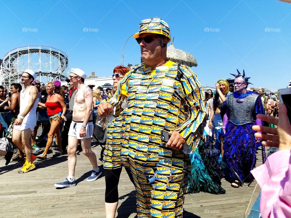 Participants attending Mermaid parade on Coney Island, New York