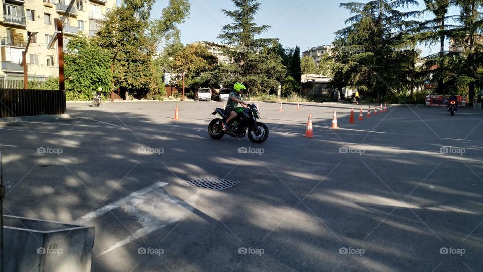 Motorcycle on the training ground